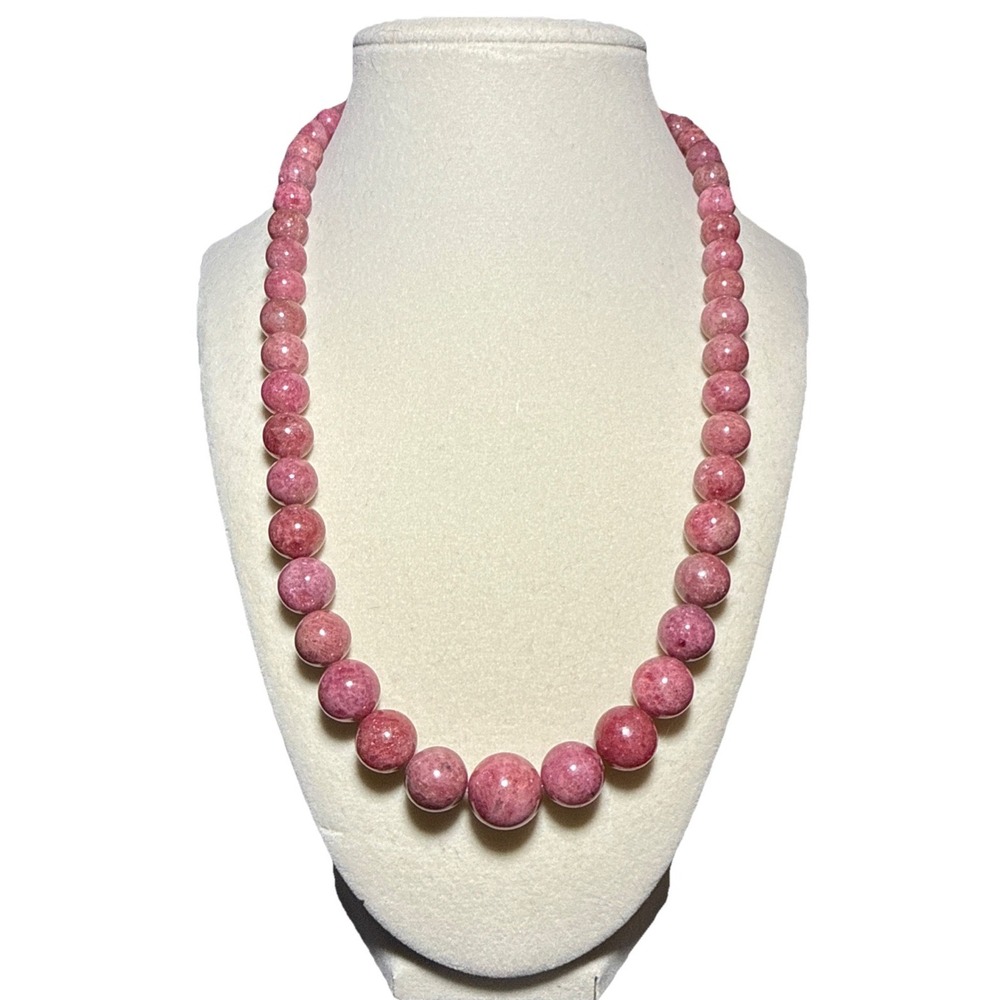 Jay King Sterling Silver Pink‎ Rhodonite Beaded Necklace J12-14